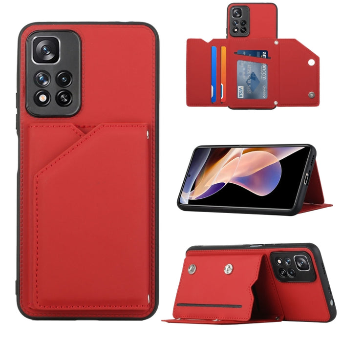 Funda para teléfono Skin Feel PU + TPU + PC con ranuras para tarjetas, For vivo S10e / V23e, For Xiaomi Redmi Note 11 Pro, For Samsung Galaxy S22 5G, For Samsung Galaxy S22+ 5G, For Samsung Galaxy S22 Ultra 5G