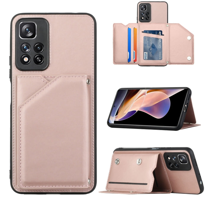 Funda para teléfono Skin Feel PU + TPU + PC con ranuras para tarjetas, For vivo S10e / V23e, For Xiaomi Redmi Note 11 Pro, For Samsung Galaxy S22 5G, For Samsung Galaxy S22+ 5G, For Samsung Galaxy S22 Ultra 5G