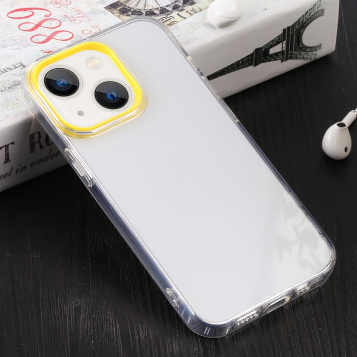 Estuche para teléfono de TPU transparente con marco de lente Macaron