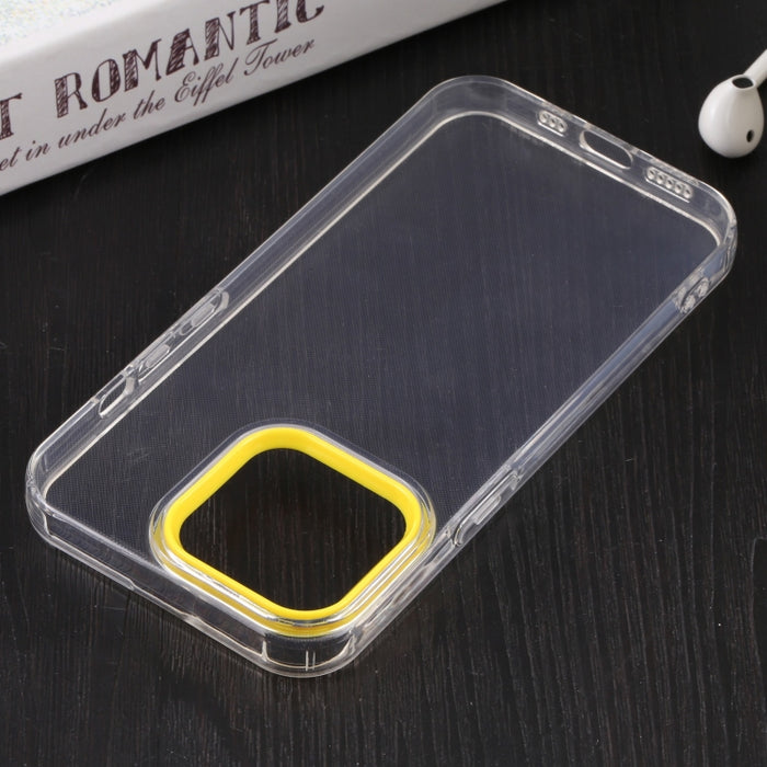 Estuche para teléfono de TPU transparente con marco de lente Macaron