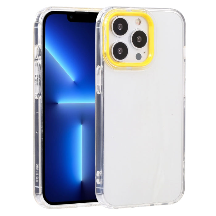 Estuche para teléfono de TPU transparente con marco de lente Macaron