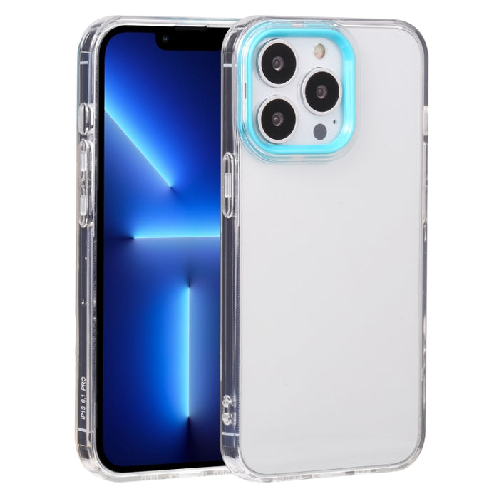 Estuche para teléfono de TPU transparente con marco de lente Macaron