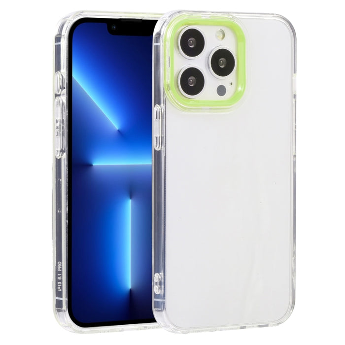 Estuche para teléfono de TPU transparente con marco de lente Macaron