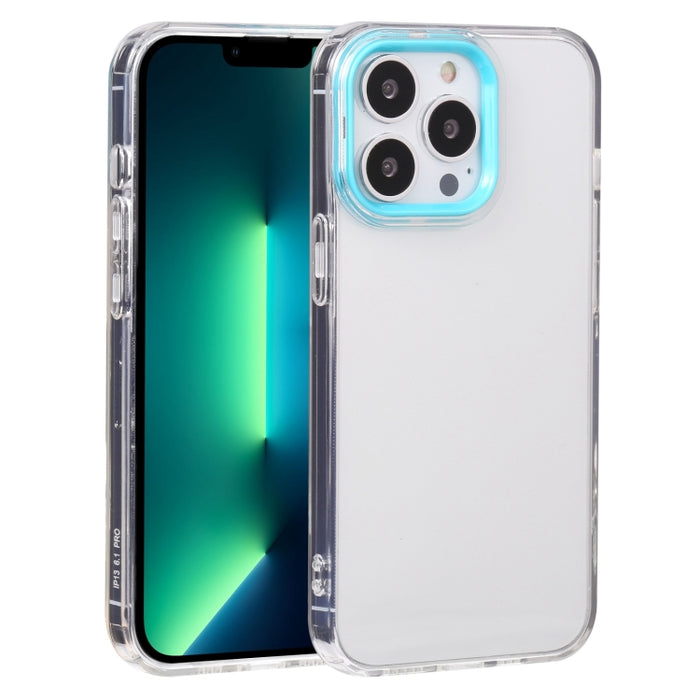 Estuche para teléfono de TPU transparente con marco de lente Macaron
