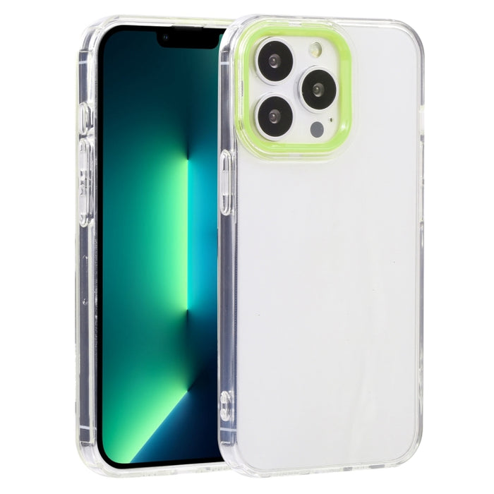 Estuche para teléfono de TPU transparente con marco de lente Macaron
