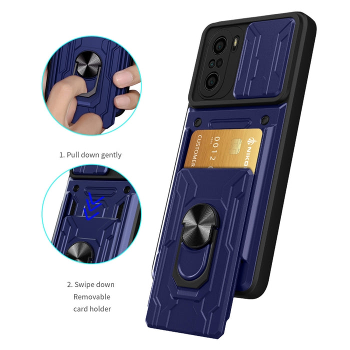 Estuche deslizante para teléfono con tarjeta Camshield, For Xiaomi Redmi K40/Poco F3/Mi 11i, For Xiaomi Mi 11 Lite, For OPPO Realme C20 / C21, For OPPO Realme C25 / C15, For OPPO Realme 8 / 8 Pro