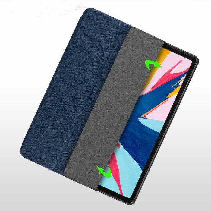 Estuche de cuero Mutural Exquisite Series con textura de tela PU + TPU con soporte de 3 pliegues y ranura para bolígrafo y función de reposo y despertador