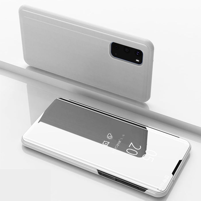 Estuche de cuero con tapa horizontal de espejo plateado con soporte, For OPPO Reno2 Z / Reno2 F, For Galaxy S20+, For Galaxy S20 Ultra, For Galaxy S20, For Xiaomi Mi Note10 / Note 10 Pro, For OPPO Reno2 Z/ Reno2 F