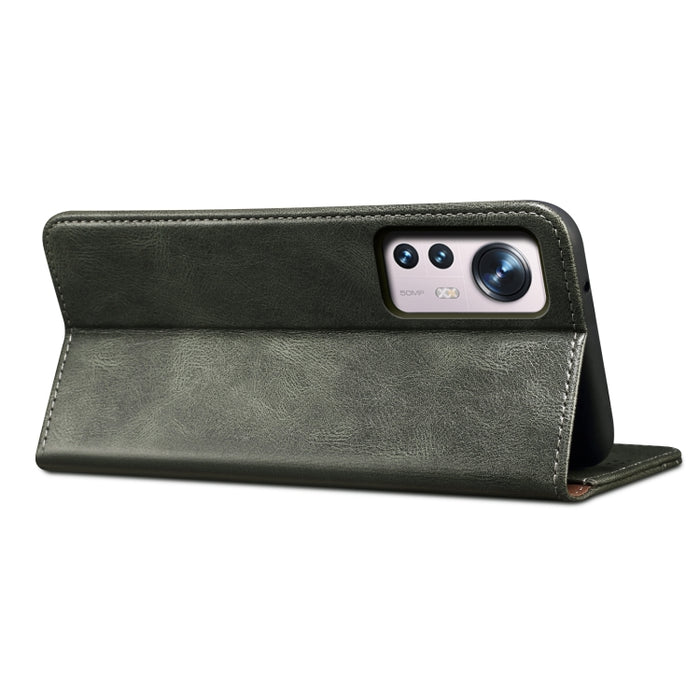Estuche para teléfono de cuero con textura de caballo loco de cera simple, For Xiaomi 12/12S, For Xiaomi 12 Pro/12S Pro, For Xiaomi 12X