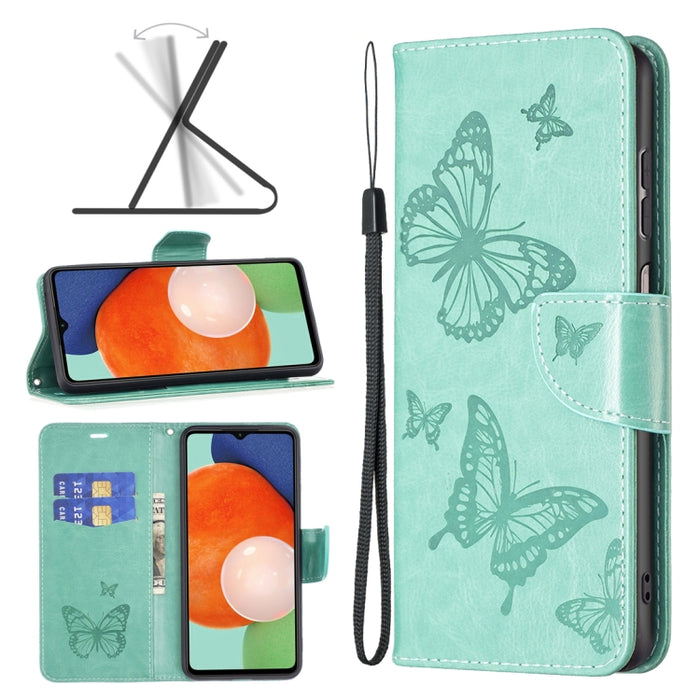 Estuche para teléfono de cuero con dos mariposas en relieve, For Samsung Galaxy A13 4G, For Samsung Galaxy A33 5G, For Samsung Galaxy A73 5G, For Xiaomi 12