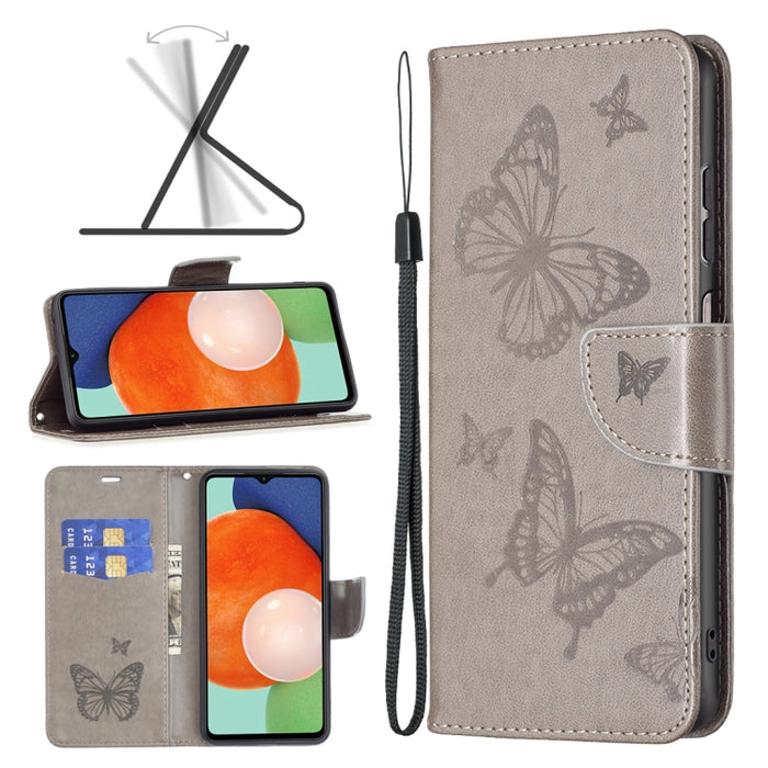 Estuche para teléfono de cuero con dos mariposas en relieve, For Samsung Galaxy A13 4G, For Samsung Galaxy A33 5G, For Samsung Galaxy A73 5G, For Xiaomi 12