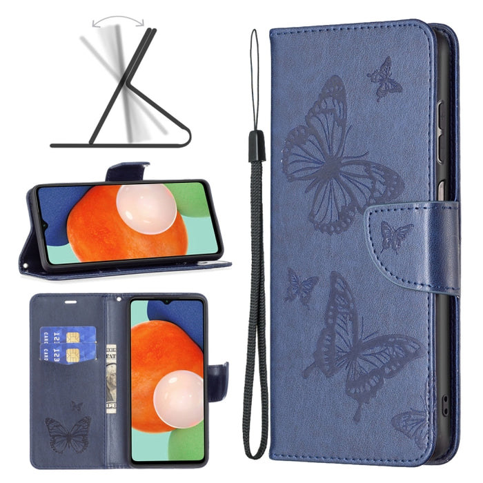 Estuche para teléfono de cuero con dos mariposas en relieve, For Samsung Galaxy A13 4G, For Samsung Galaxy A33 5G, For Samsung Galaxy A73 5G, For Xiaomi 12