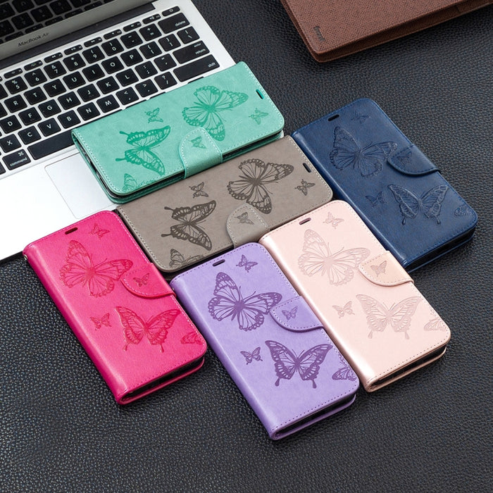 Estuche para teléfono de cuero con dos mariposas en relieve, For Samsung Galaxy A13 4G, For Samsung Galaxy A33 5G, For Samsung Galaxy A73 5G, For Xiaomi 12