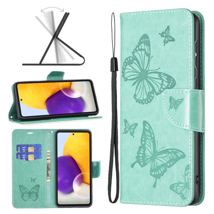 Estuche para teléfono de cuero con dos mariposas en relieve, For Samsung Galaxy A13 4G, For Samsung Galaxy A33 5G, For Samsung Galaxy A73 5G, For Xiaomi 12