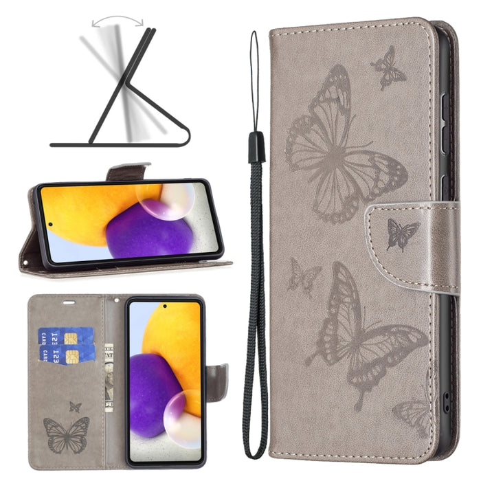 Estuche para teléfono de cuero con dos mariposas en relieve, For Samsung Galaxy A13 4G, For Samsung Galaxy A33 5G, For Samsung Galaxy A73 5G, For Xiaomi 12