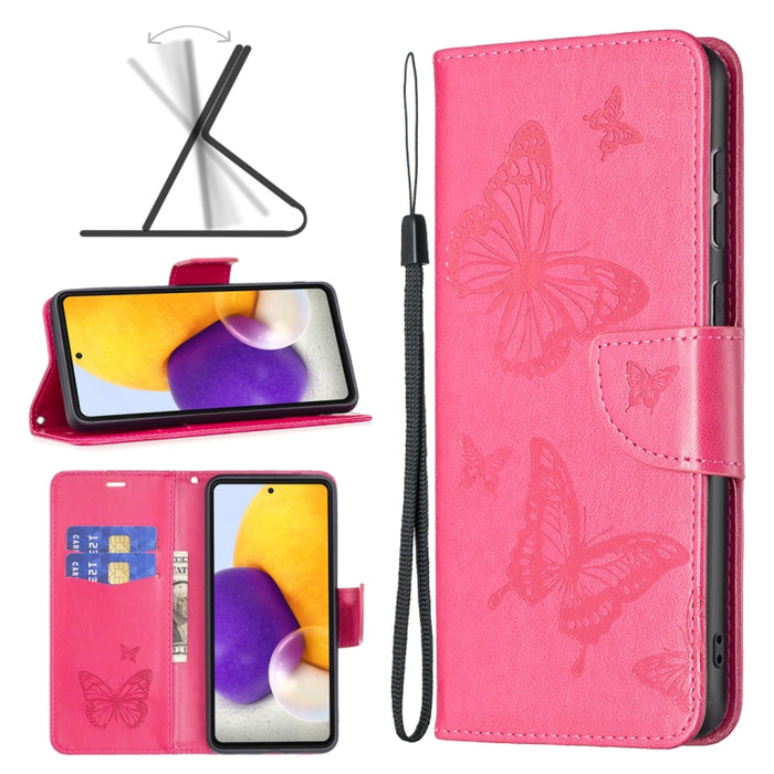 Estuche para teléfono de cuero con dos mariposas en relieve, For Samsung Galaxy A13 4G, For Samsung Galaxy A33 5G, For Samsung Galaxy A73 5G, For Xiaomi 12