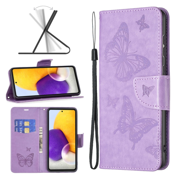 Estuche para teléfono de cuero con dos mariposas en relieve, For Samsung Galaxy A13 4G, For Samsung Galaxy A33 5G, For Samsung Galaxy A73 5G, For Xiaomi 12