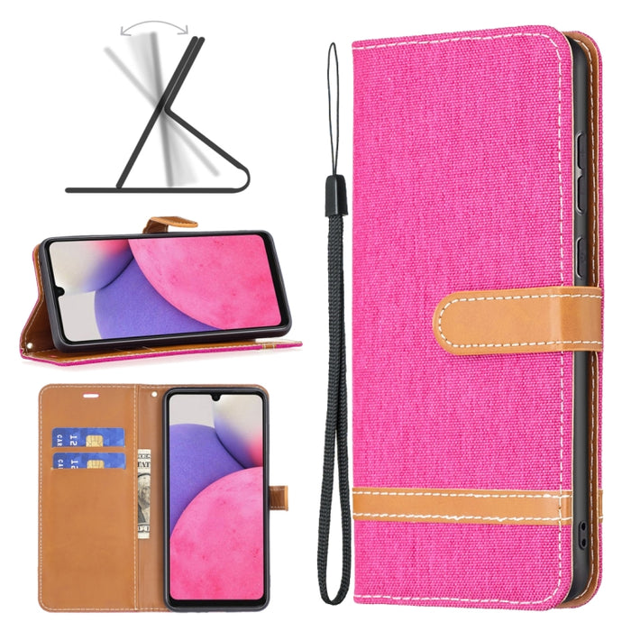Estuche para teléfono de cuero con textura de mezclilla a juego, For Samsung Galaxy A13 4G, For Samsung Galaxy A33 5G, For Samsung Galaxy A73 5G, For Xiaomi 12