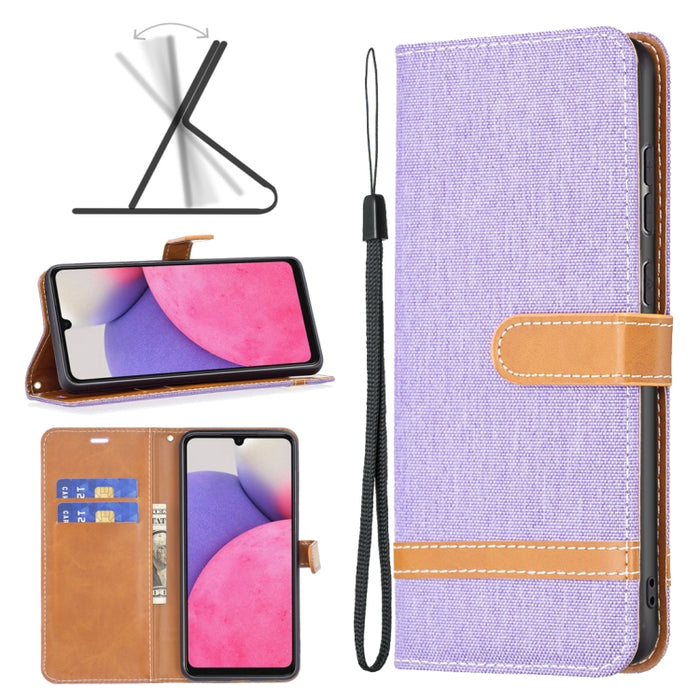Estuche para teléfono de cuero con textura de mezclilla a juego, For Samsung Galaxy A13 4G, For Samsung Galaxy A33 5G, For Samsung Galaxy A73 5G, For Xiaomi 12