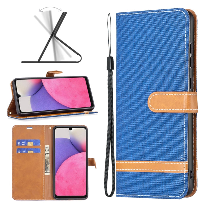Estuche para teléfono de cuero con textura de mezclilla a juego, For Samsung Galaxy A13 4G, For Samsung Galaxy A33 5G, For Samsung Galaxy A73 5G, For Xiaomi 12