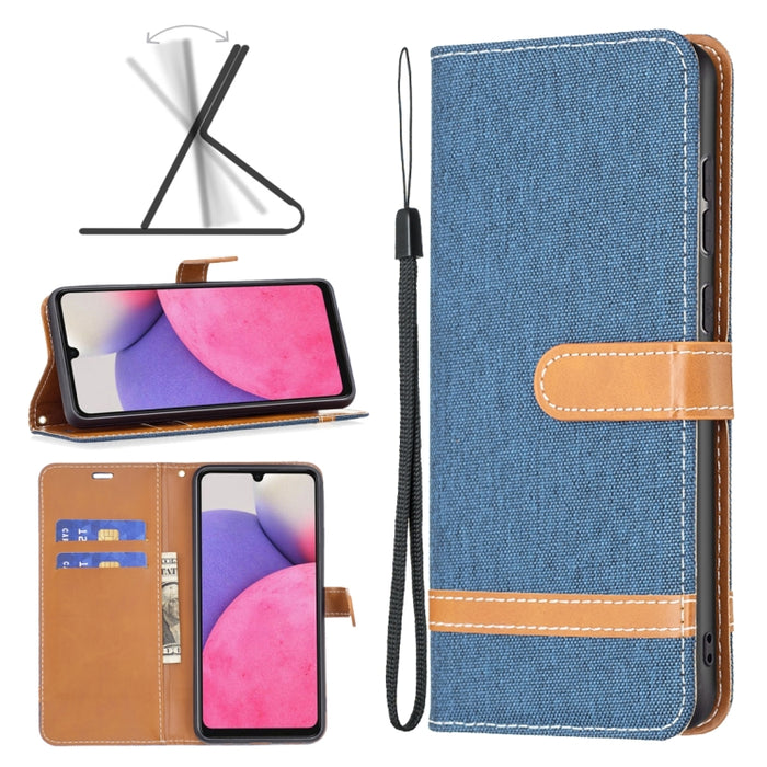Estuche para teléfono de cuero con textura de mezclilla a juego, For Samsung Galaxy A13 4G, For Samsung Galaxy A33 5G, For Samsung Galaxy A73 5G, For Xiaomi 12