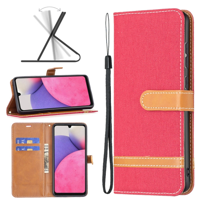 Estuche para teléfono de cuero con textura de mezclilla a juego, For Samsung Galaxy A13 4G, For Samsung Galaxy A33 5G, For Samsung Galaxy A73 5G, For Xiaomi 12