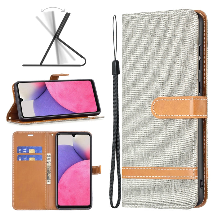 Estuche para teléfono de cuero con textura de mezclilla a juego, For Samsung Galaxy A13 4G, For Samsung Galaxy A33 5G, For Samsung Galaxy A73 5G, For Xiaomi 12