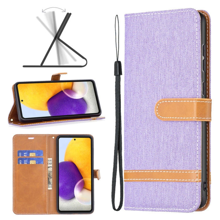 Estuche para teléfono de cuero con textura de mezclilla a juego, For Samsung Galaxy A13 4G, For Samsung Galaxy A33 5G, For Samsung Galaxy A73 5G, For Xiaomi 12