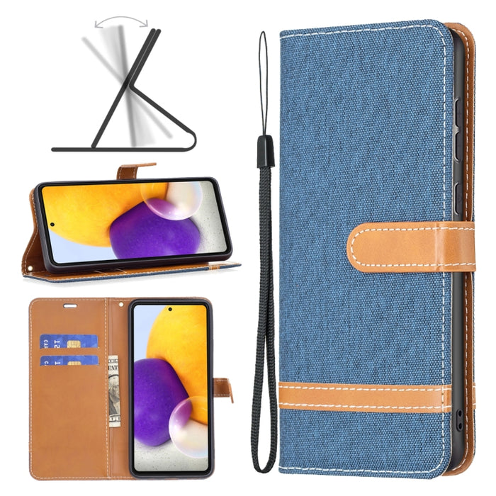 Estuche para teléfono de cuero con textura de mezclilla a juego, For Samsung Galaxy A13 4G, For Samsung Galaxy A33 5G, For Samsung Galaxy A73 5G, For Xiaomi 12
