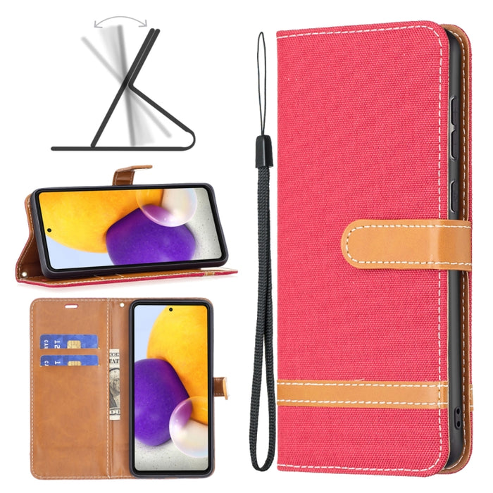 Estuche para teléfono de cuero con textura de mezclilla a juego, For Samsung Galaxy A13 4G, For Samsung Galaxy A33 5G, For Samsung Galaxy A73 5G, For Xiaomi 12