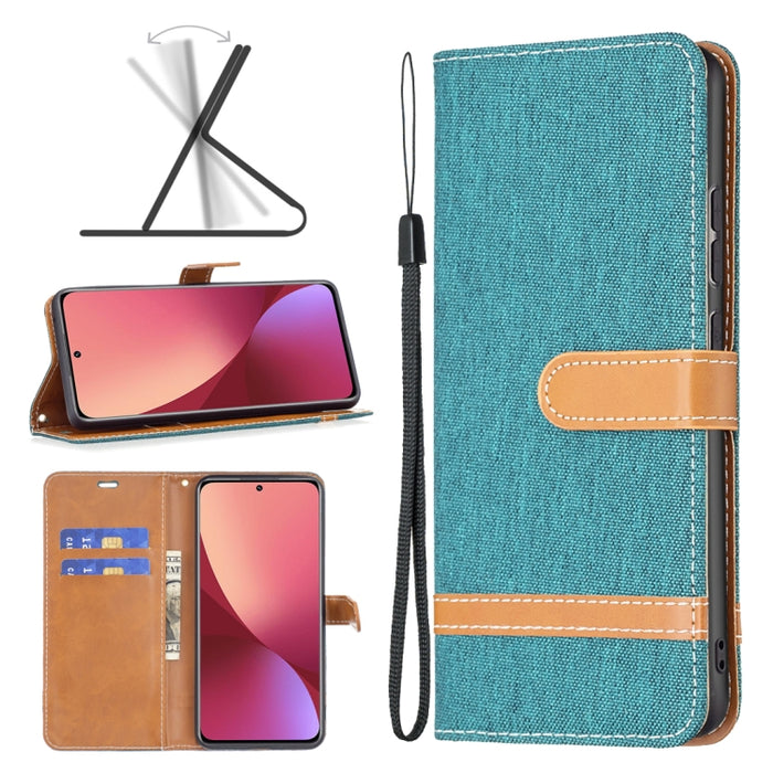 Estuche para teléfono de cuero con textura de mezclilla a juego, For Samsung Galaxy A13 4G, For Samsung Galaxy A33 5G, For Samsung Galaxy A73 5G, For Xiaomi 12