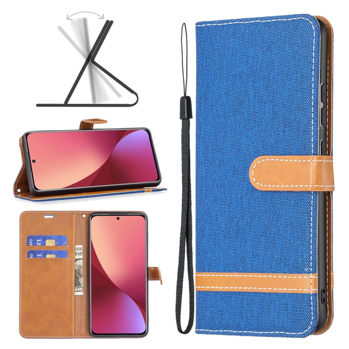 Estuche para teléfono de cuero con textura de mezclilla a juego, For Samsung Galaxy A13 4G, For Samsung Galaxy A33 5G, For Samsung Galaxy A73 5G, For Xiaomi 12