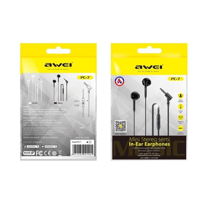 awei PC-7 Mini Stereo Semi In-ear Auricular con cable