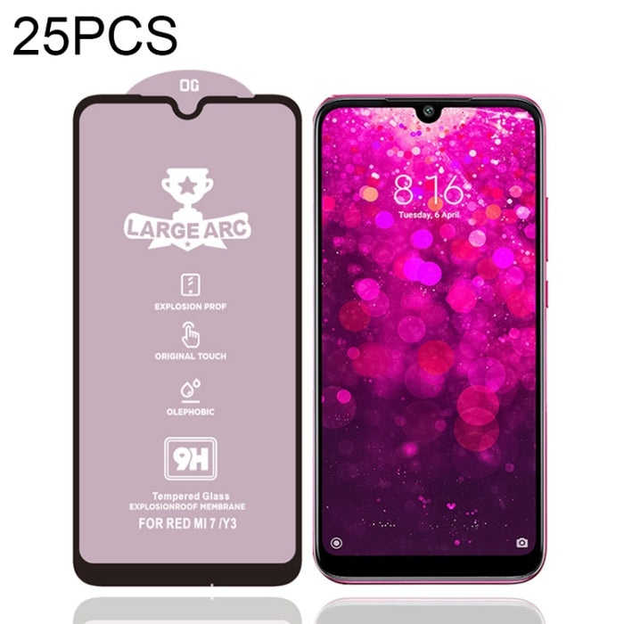 25 PCS 9H HD Película de vidrio templado de pantalla completa de alto alúmina de arco grande, For Xiaomi Redmi 6(25 PCS), For Xiaomi Redmi 6A(25 PCS), For Xiaomi Redmi 6 Pro(25 PCS), For Xiaomi Redmi 7(25 PCS), For Xiaomi Redmi 7A(25 PCS)              ...