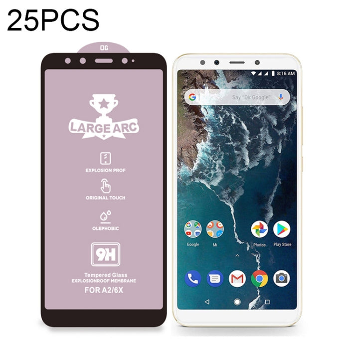 25 PCS 9H HD Película de vidrio templado de pantalla completa de alto alúmina de arco grande, For Xiaomi Redmi 6(25 PCS), For Xiaomi Redmi 6A(25 PCS), For Xiaomi Redmi 6 Pro(25 PCS), For Xiaomi Redmi 7(25 PCS), For Xiaomi Redmi 7A(25 PCS)              ...