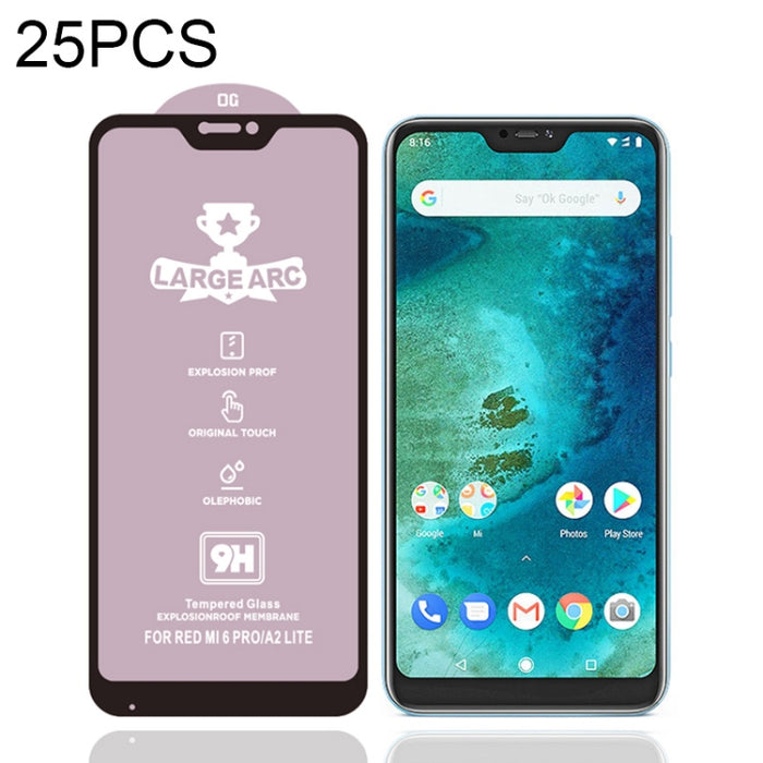 25 PCS 9H HD Película de vidrio templado de pantalla completa de alto alúmina de arco grande, For Xiaomi Redmi 6(25 PCS), For Xiaomi Redmi 6A(25 PCS), For Xiaomi Redmi 6 Pro(25 PCS), For Xiaomi Redmi 7(25 PCS), For Xiaomi Redmi 7A(25 PCS)              ...