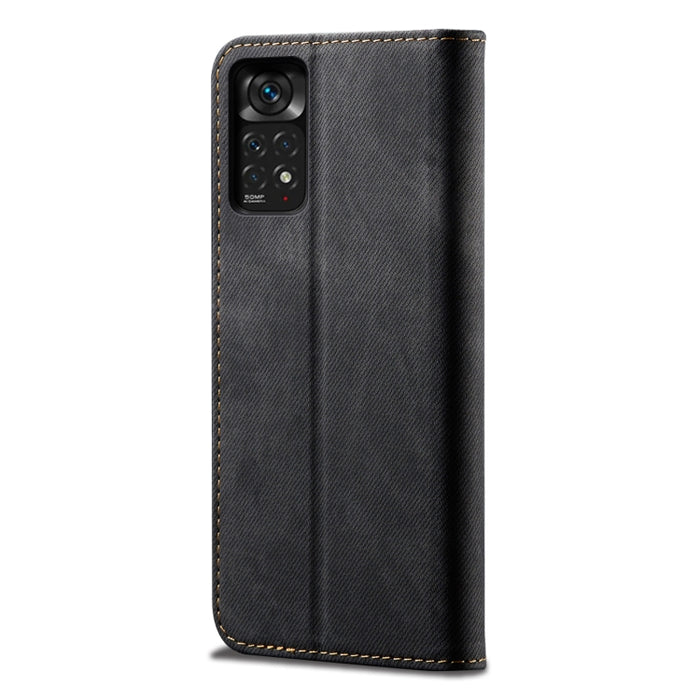 Estuche para teléfono de cuero con textura de mezclilla, For Xiaomi Redmi Note 11S / Note 11 Foreign Version