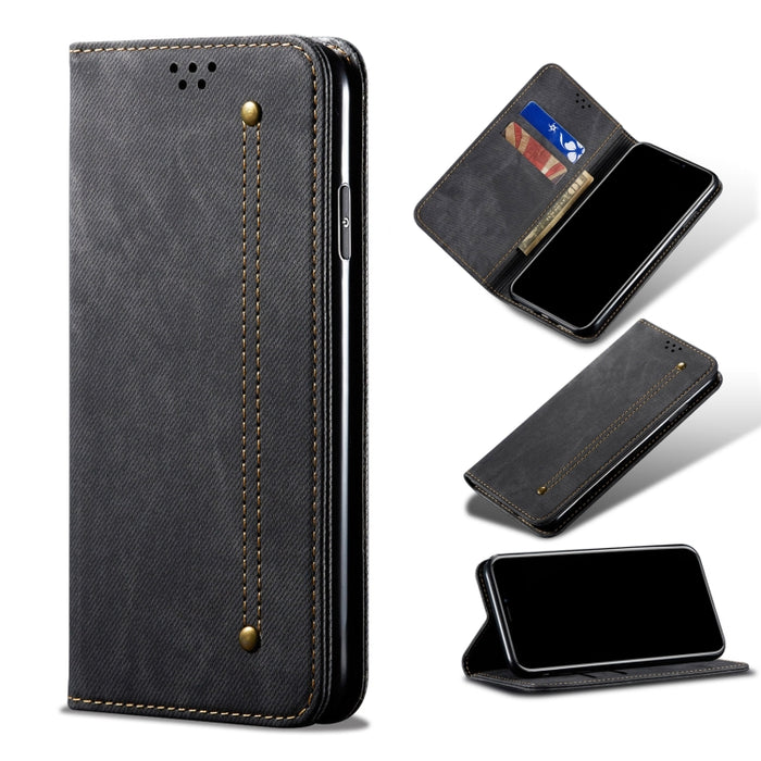 Estuche para teléfono de cuero con textura de mezclilla, For Xiaomi Redmi Note 11S / Note 11 Foreign Version