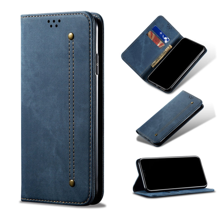 Estuche para teléfono de cuero con textura de mezclilla, For Xiaomi Redmi Note 11S / Note 11 Foreign Version