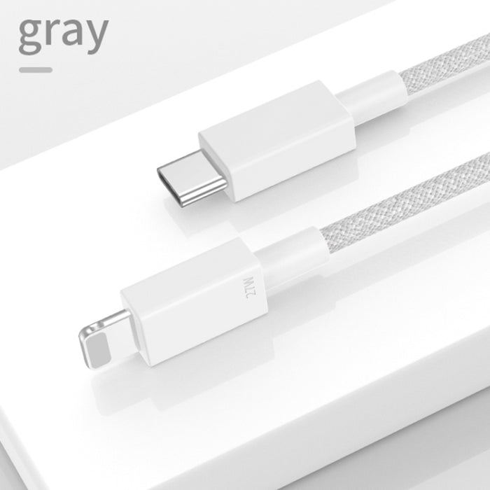 Cable de datos trenzado de carga rápida de 27 W PD USB-C / Type-C a 8 pines, longitud del cable: 1 m