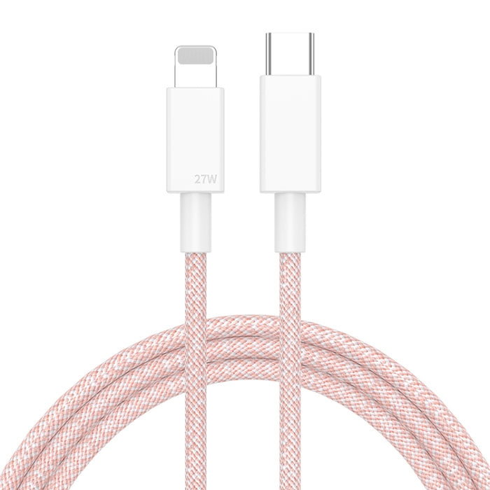 Cable de datos trenzado de carga rápida de 27 W PD USB-C / Type-C a 8 pines, longitud del cable: 1 m