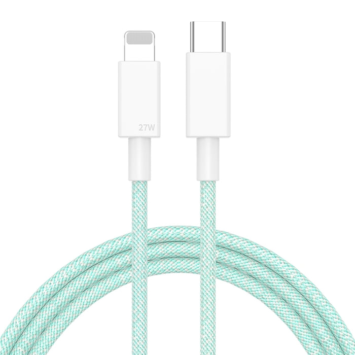 Cable de datos trenzado de carga rápida de 27 W PD USB-C / Type-C a 8 pines, longitud del cable: 1 m