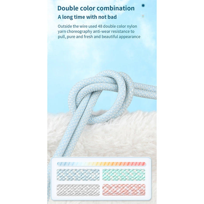 Cable de datos trenzado de carga rápida de 27 W PD USB-C / Type-C a 8 pines, longitud del cable: 1 m