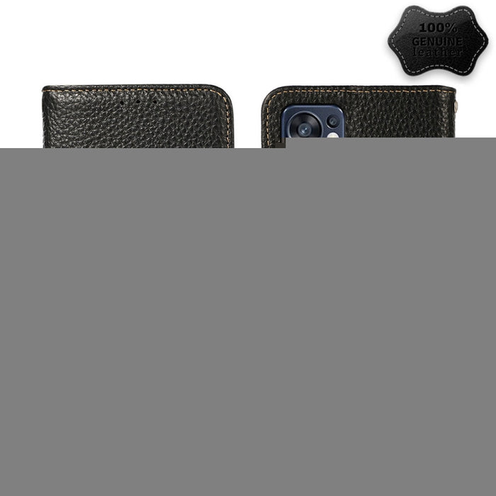 KHAZNEH Side-Magnetic Litchi Genuine Leather RFID Phone Case, For OPPO Reno7 SE 5G, For vivo S12 5G / V23, For Xiaomi Redmi Note 11 4G / Note 11S, For Samsung Galaxy A23 5G