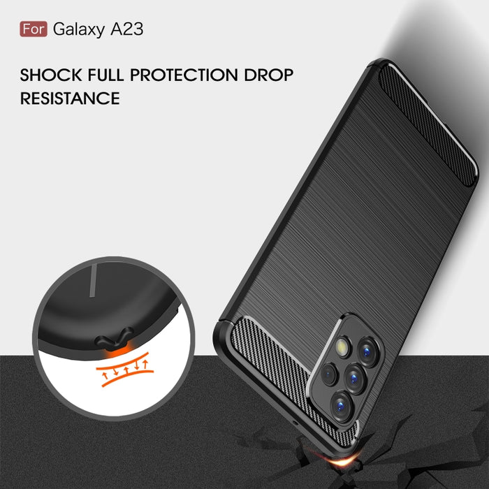 Caja de teléfono TPU de fibra de carbono con textura cepillada, For Samsung Galaxy A23 5G, For Xiaomi Redmi K50 Pro, For Xiaomi Redmi K50