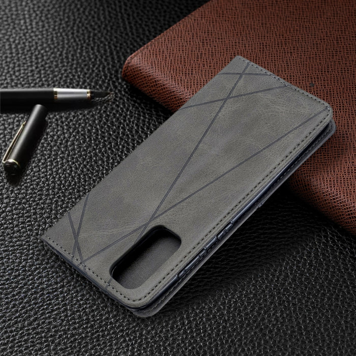 Estuche de cuero magnético con tapa horizontal con textura de rombos con soporte y ranuras para tarjetas, For Galaxy S20, For Galaxy A71, For Galaxy S20+, For Galaxy S20 Ultra, For Xiaomi CC9 Pro
