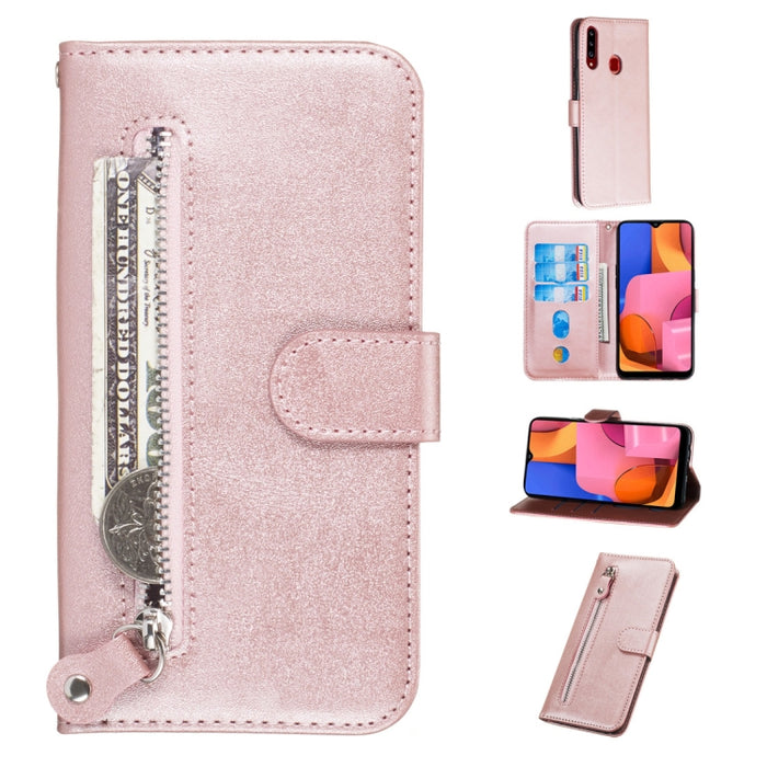 Estuche de cuero de PU con tapa horizontal y cremallera con textura de becerro a la moda, con soporte y ranuras para tarjetas y billetera, For Xiaomi Redmi Note 8, For Xiaomi Redmi Note 8 Pro, For Galaxy A10s, For Galaxy A20s
