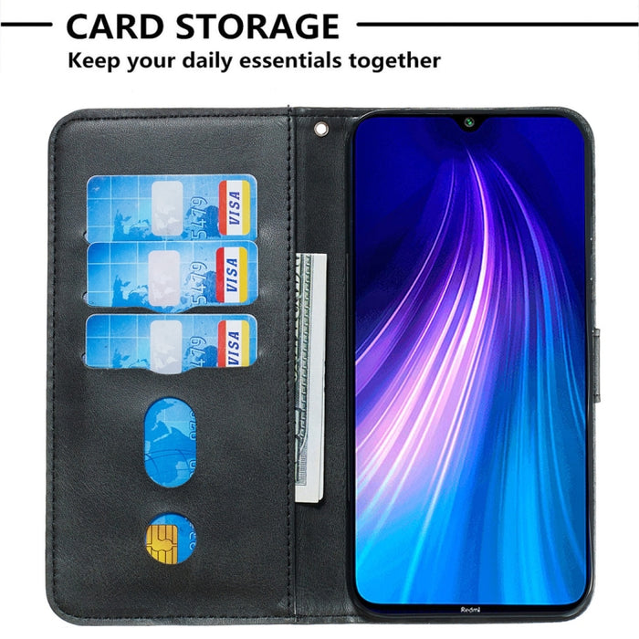 Estuche de cuero de PU con tapa horizontal y cremallera con textura de becerro a la moda, con soporte y ranuras para tarjetas y billetera, For Xiaomi Redmi Note 8, For Xiaomi Redmi Note 8 Pro, For Galaxy A10s, For Galaxy A20s