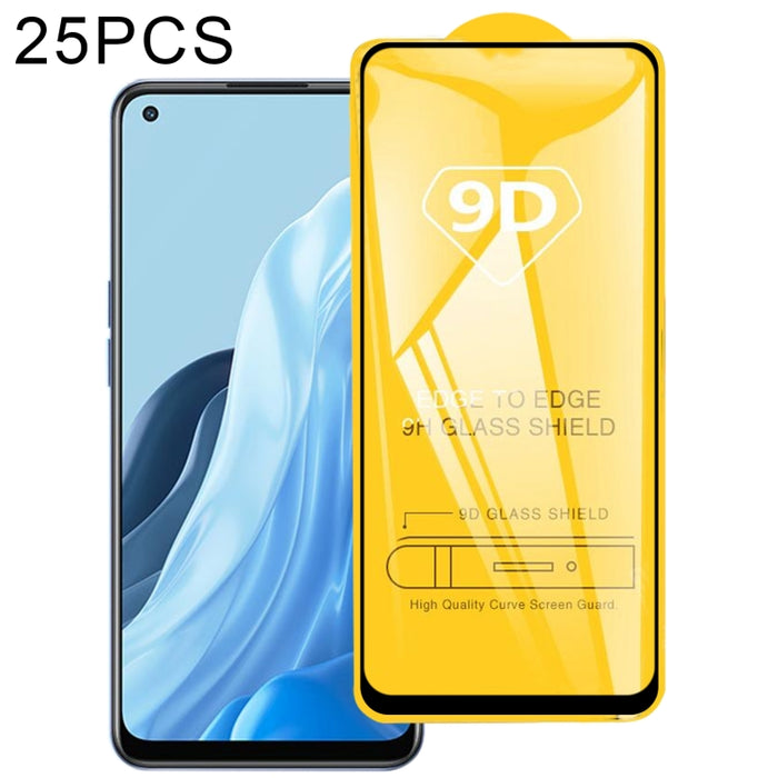 25 PCS 9D Película de vidrio templado con pantalla de pegamento completo, For Xiaomi Redmi Note 11E (25 PCS), For OPPO Reno7 Z 5G / Reno7 5G (25 PCS)