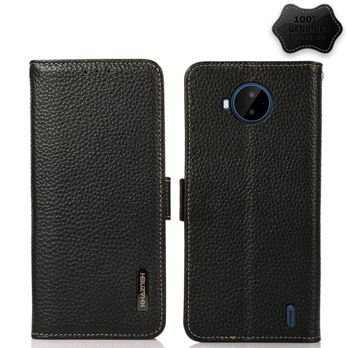 KHAZNEH Side-Magnetic Litchi Genuine Leather RFID Phone Case, For Nokia C20 Plus, For OPPO Realme 9i, For OPPO Reno7 5G / Find X5 Lite, For Xiaomi Redmi Note 11 Pro 5G / 4G Foreign Version, For Xiaomi Redmi Note 11 Pro 5G / 4G                          ...
